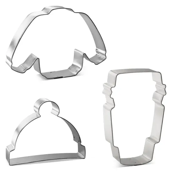 CookieCutter.com Winter 3 Piece Cookie Cutters Set, Sweater, Cap, Latte Cup, Tin Plate Steel, USA {3}
