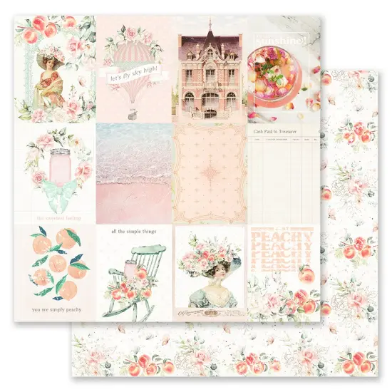 Peach Tea - Collection 12x12 Sheet - Apricot Dreaming - 12x12 in, w foil details (10 SHEETS) {1}
