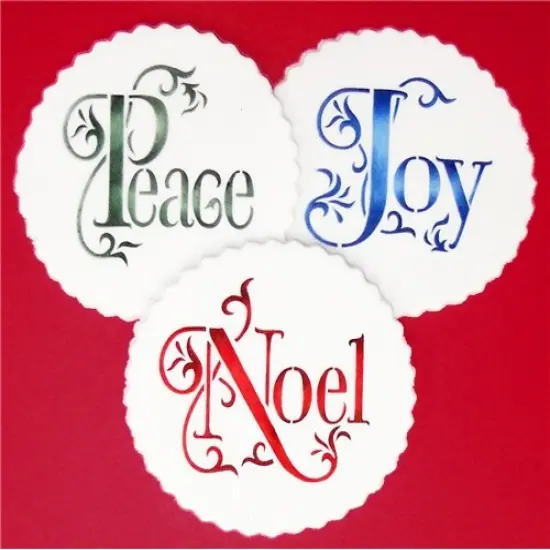 Joy, Noel and Peace Cookie Set | C785 by Designer Stencils | Cookie Decorating Tools | Baking Stencils for Royal Icing, Airbrush, Dusting Powder | Reusable Plastic Food Grade Stencil for Cookies | Easy to Use & Clean Cookie Stencil {3}