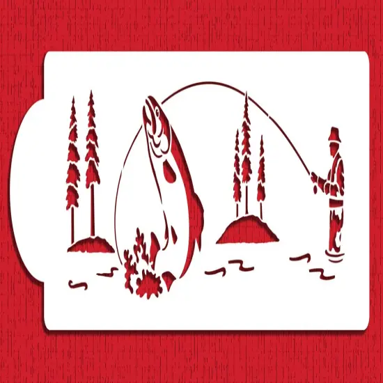 Gone Fishing Cake Stencil | C848 by Designer Stencils | Cake Decorating Tools | {3}