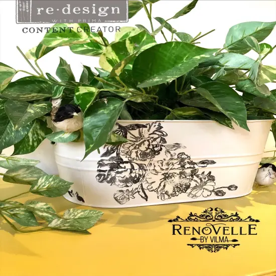 Redesign Decor Clear-Cling Stamps - Linear Floral 12"x12" {4}