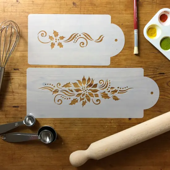 Poinsettia and Holly Sprays Cake Stencil Set | C725 by Designer Stencils | Cake Decorating Tools | {3}
