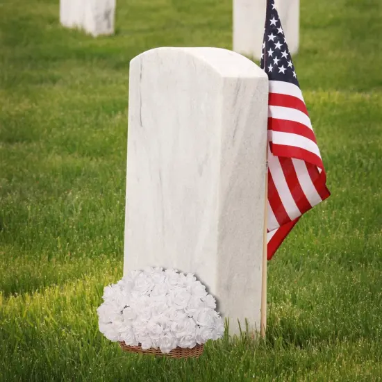 Box of 50: White Rose Picks, Silk Blooms, Floral Picks (8"L X 3"W), Floral Home by Artificial Flowers {3}