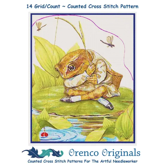 Jeremy Fisher Frog inspired by Beatrix Potter Counted Cross Stitch Pattern {1}