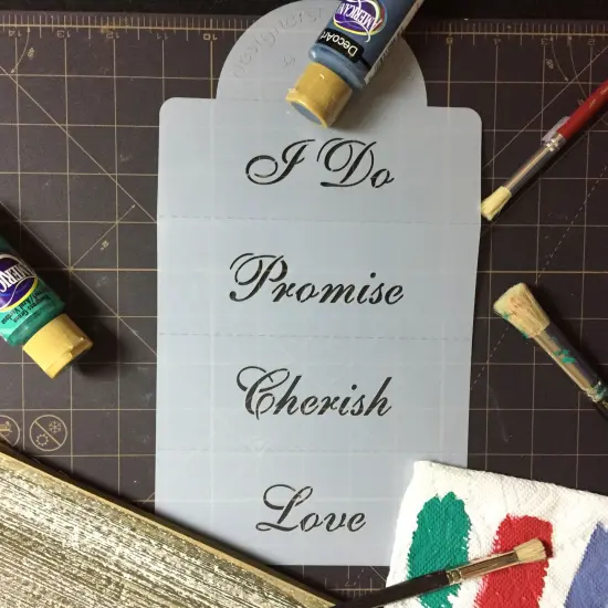 Love, Cherish, Promise and I Do Lettering Cake Stencil Side | C812 by Designer Stencils | Cake Decorating Tools | {5}