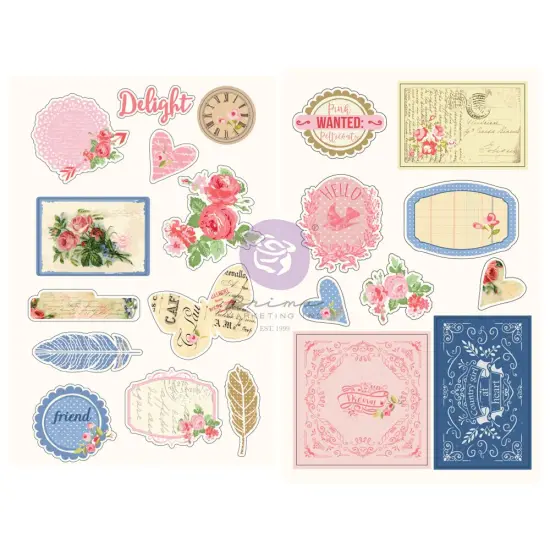 Prima Marketing Inc Julie Nutting Frayed Denim Collection Chipboard Stickers - 21 Pcs 655350913304 {1}