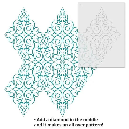 Simple Diamond Medallion Wall Stencil | 3418 by Designer Stencils | Mandala & Medallion Stencils | Reusable Art Craft Stencils for Painting on Walls, Canvas, Wood | Reusable Plastic Paint Stencil for Home Makeover | Easy to Use & Clean Art Stencil {6}