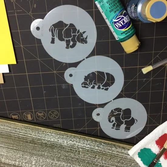 Safari Animals Cookie Set: Rhinoceros, Hippopotamus, Elephant | C829 by Designer Stencils | Cookie Decorating Tools | Baking Stencils for Royal Icing, Airbrush, Dusting Powder | Reusable Plastic Food Grade Stencil | Easy to Use & Clean Stencil {4}