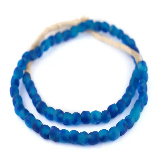 The Bead Chest&reg; African Recycled Glass Beads, 9mm - Full Strand Eco-Friendly Fair Trade Sea Glass Beads from Ghana Handmade Ethnic Round Spherical Tribal Boho Krobo Spacer Beads Black {4}