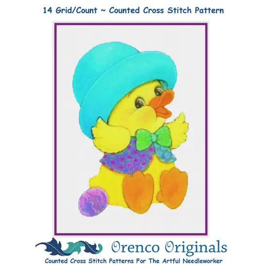 Contemporary Easter Duck with New Easter Hat Counted Cross Stitch Pattern {1}