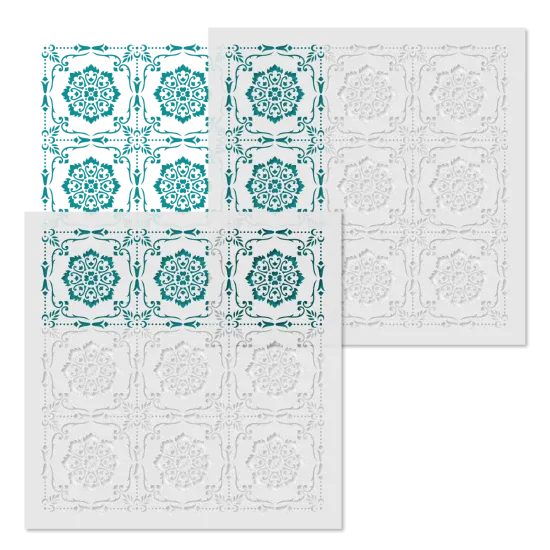 Parisian Tiles All Over Wall Stencil | 3715 by Designer Stencils | Pattern Stencils | Reusable Stencils for Painting | Safe & Reusable Template for Wall Decor | Try This Stencil Instead of a Wallpaper | Easy to Use & Clean Art Stencil Pattern {4}