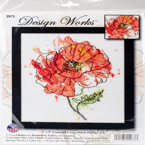 Design Works Counted Cross Stitch Kit 5"X7"-Peach Floral {1}