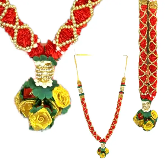 Pack of 2 Varmala Wedding Garland Artificial Red Varmala Indian Milini Mala Indian Wedding Haar Bride and Groom Mala Muslim Arab Punjabi Nikah Jaimala Haar {4}