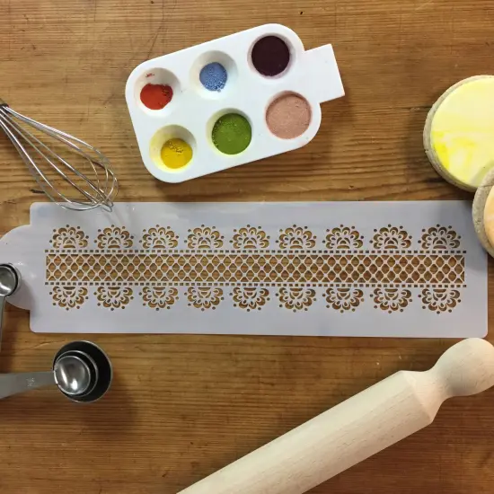 Chelsea Cake Stencil Tier #3 | C858 by Designer Stencils | Cake Decorating Tools | Baking Stencils for Royal Icing, Airbrush, Dusting Powder | Reusable Plastic Food Grade Stencil for Cakes | Easy to Use & Clean Cake Stencil {3}