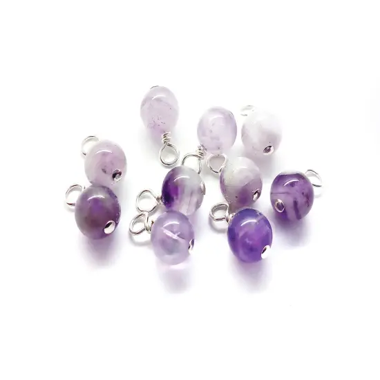 Cape Amethyst 6mm Bead Charms, Natural Gemstone Dangles, 10 pieces, Adorabilities {1}