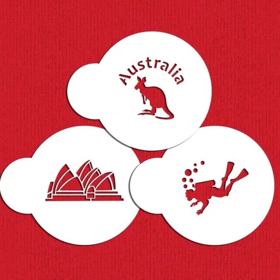Down Under Australia Cookie Stencil Set | C844 by Designer Stencils | Cookie Decorating Tools | Baking Stencils for Royal Icing, Airbrush, Dusting Powder | Reusable Plastic Food Grade Stencil for Cookies | Easy to Use & Clean Cookie Stencil {4}