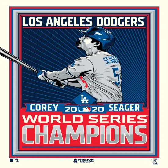 Phenom Gallery Los Angeles Dodgers Corey Seager 2020 World Series Champs 18" x 24" Serigraph {3}