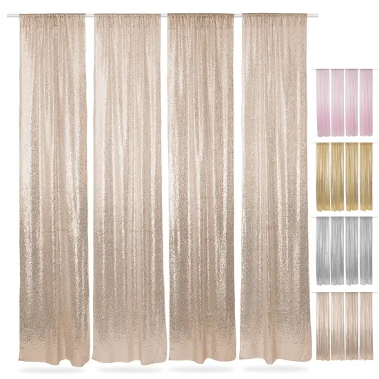 Lann's Linens (Set of 4) Sequin Photography Backdrop Curtains - 2ft x 8ft Tall Glitter Background&nbsp;Panels for Wedding, Party or Photo Booth {7}