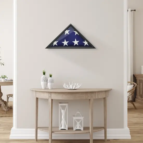 Reminded Military Burial Flag Display Case, Solid Wood Black Finish {6}