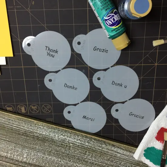 International Thank You Cookie Stencil Set: Thank You, Danke, Gracias, Dank U, Grazie, Merci | C822 by Designer Stencils | Cookie Decorating Tools | Baking Stencils for Royal Icing, Airbrush, Dusting Powder | Reusable Food Grade Stencil {4}