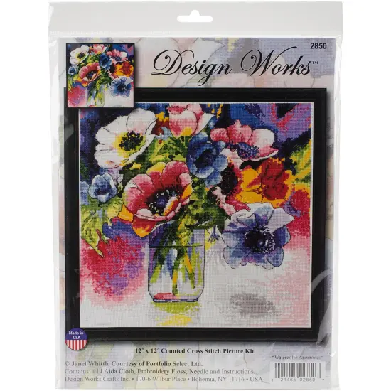 Design Works Counted Cross Stitch Kit 10"X14"-Watercolor Anemonies {1}
