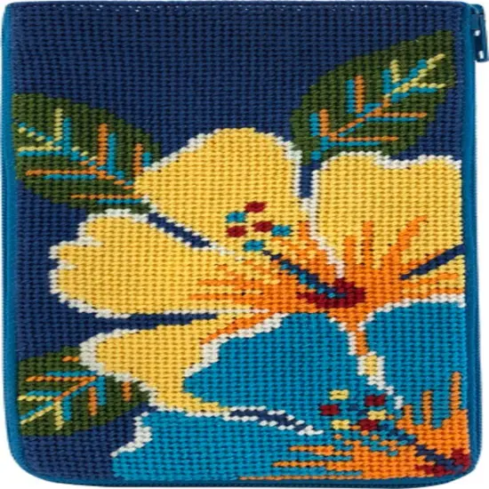 Stitch & Zip Eyeglass Case Needlepoint Kit- Bright Hibiscus Multicolor {1}