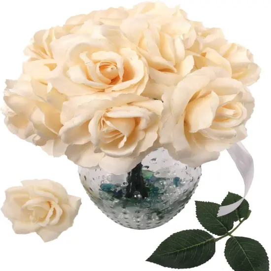 Box of 50: Ivory Rose Picks, Silk Blooms, Floral Picks (8"L X 3"W), Floral Home by Artificial Flowers {1}