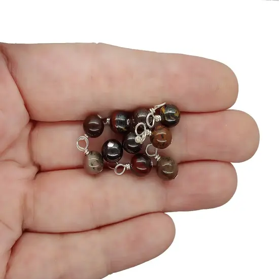 Tiger Iron 6mm Dangles, Gemstone Bead Charms, 10 pieces, Adorabilities {3}