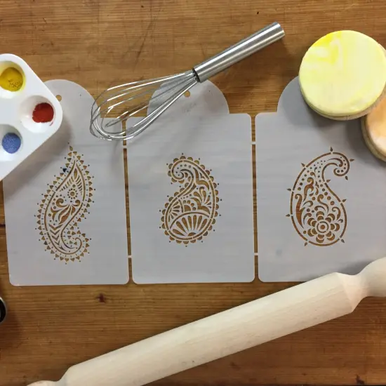 Jaipur Paisley Cake Stencil Set | C732 by Designer Stencils | Stencils for Royal Icing, Airbrush, Dusting Powder | {4}