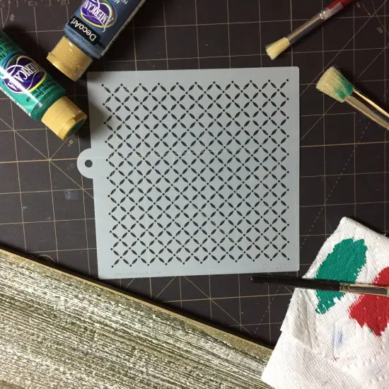 Tufted Lattice Miniprint Cake Stencil | C817 by Designer Stencils | Cake Decorating Tools | Baking Stencils for Royal Icing, Airbrush, Dusting Powder | Reusable Plastic Food Grade Stencil for Cakes | Easy to Use & Clean Cake Stencil {6}