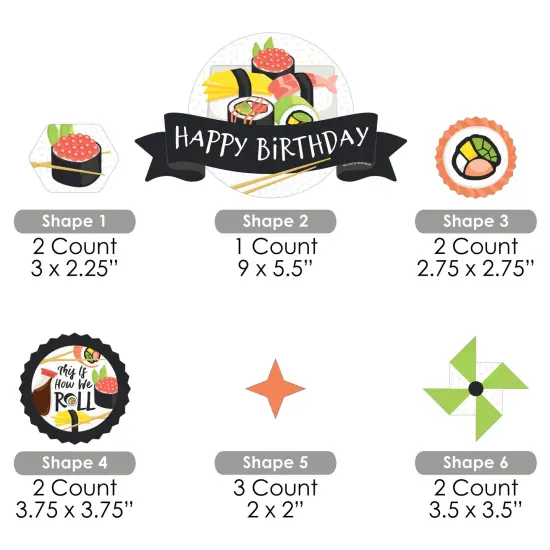 Big Dot of Happiness Let's Roll - Sushi - Japanese Birthday Party Cake Decorating Kit - Happy Birthday Cake Topper Set - 11 Pieces {7}