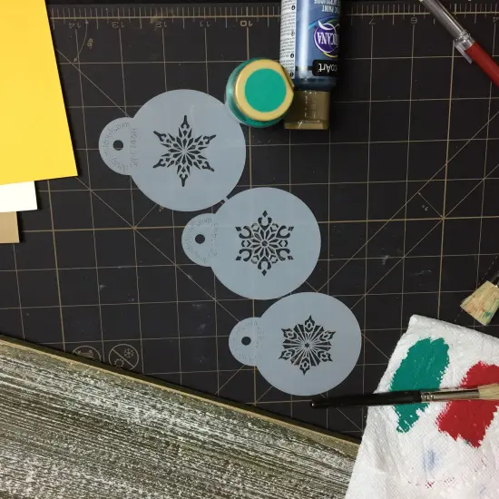 Mini Crystal Snowflakes Cookie & Cupcake Stencil #2 | C746 by Designer Stencils | Cookie Decorating Tools | Baking Stencils for Royal Icing, Airbrush, Dusting Powder | Reusable Plastic Food Grade Stencil for Cookies | Easy to Use & Clean Stencil {3}