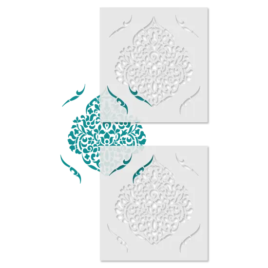 12-Inch Moroccan Damask Wall Stencil | 3737 by Designer Stencils | Pattern Stencils | Reusable Stencils for Painting | Safe & Reusable Template for Wall Decor | Try This Stencil Instead of a Wallpaper | Easy to Use & Clean Art Stencil Pattern {4}