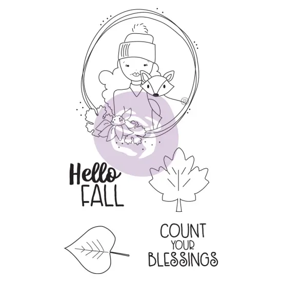 Prima Marketing Inc Julie Nutting Doll Stamp - Hello Fall - 1 Stamp 5.25x8In Sheet Size 655350913229 {1}