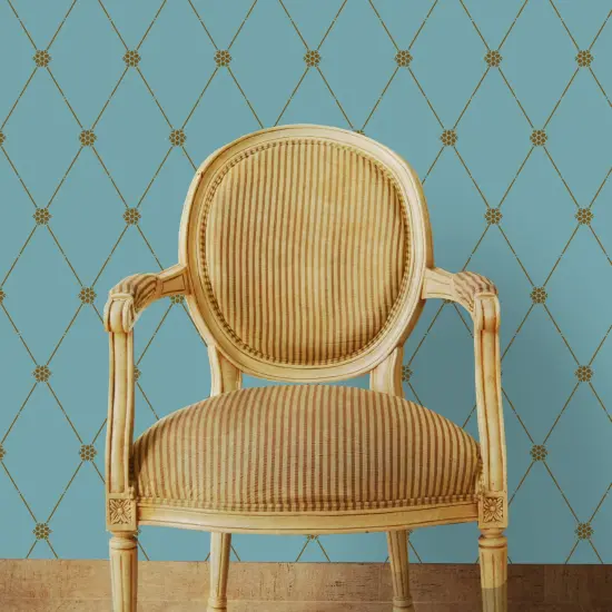 Small Winterthur Empire Diamond Wallpaper Wall Stencil | W033S by Designer Stencils | Pattern Stencils | Reusable Stencils for Painting | Safe & Reusable Template for Wall Decor | Try This Stencil Instead of a Wallpaper | Easy to Use & Clean {2}
