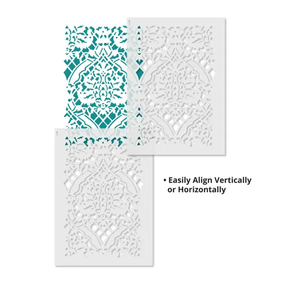 Large Overall Damask Wallpaper Wall Stencil | 2734 by Designer Stencils | Pattern Stencils | Reusable Stencils for Painting | Safe & Reusable Template for Wall Decor | Try This Stencil Instead of a Wallpaper | Easy to Use & Clean Art Stencil Pattern {5}