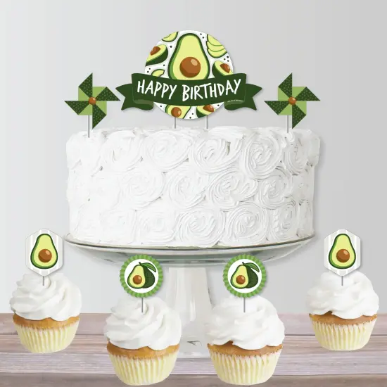 Big Dot of Happiness Hello Avocado - Fiesta Birthday Party Cake Decorating Kit - Happy Birthday Cake Topper Set - 11 Pieces {6}