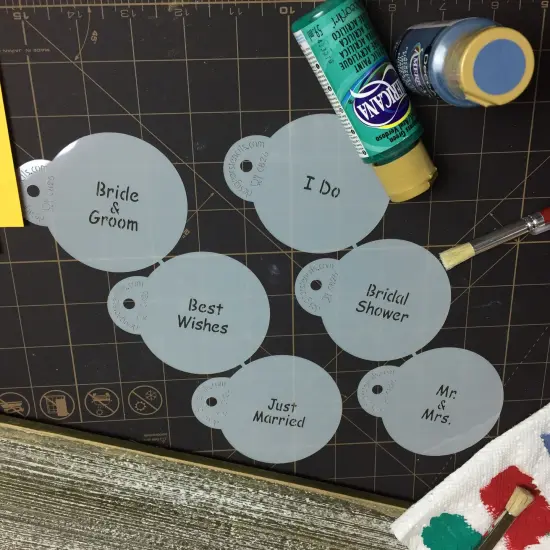 Wedding Lettering Cookie Stencil Set: Bride & Groom, Best Wishes, Just Married, I Do, Bridal Shower, Mr & Mrs | C826 by Designer Stencils | Cookie Decorating Tools | {5}