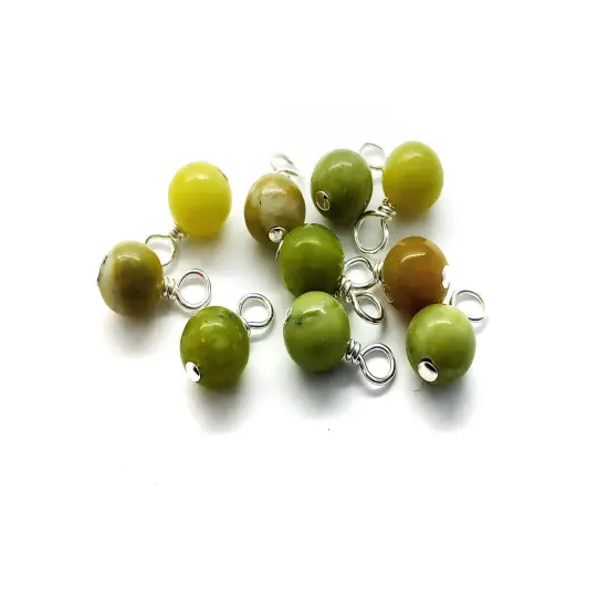 Peridot Dangle Charms, 6mm Natural Green Gemstone Dangles, 10 pcs, Adorabilities {1}