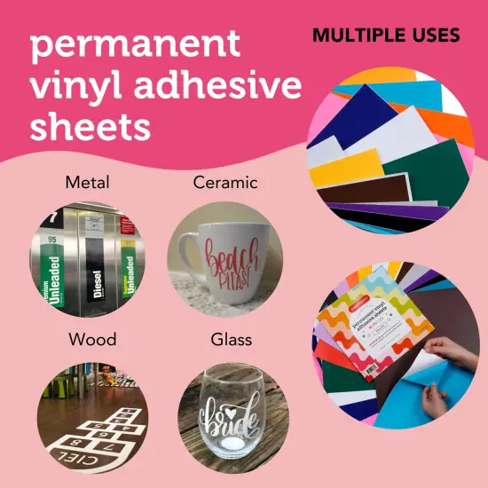 Incraftables Permanent Vinyl Sheets (40pcs). Bulk Permanent Vinyl for Cricut Machine with Glossy, Matte & Transfer Sheets. Multicolor Self Adhesive Vinyl Sheets Sticker Paper Bundle for DIY Crafts {4}