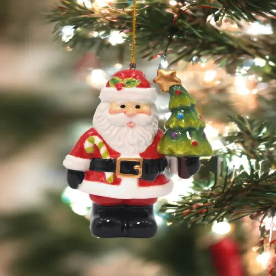 Ceramic Santa With Christmas Tree Ornament, Home D&eacute;cor, Gift for Her, Gift for Mom, Kitchen D&eacute;cor, Christmas D&eacute;cor {1}