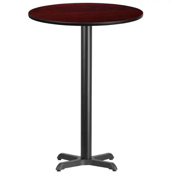 Emma and Oliver 30" Round Laminate Table Top with 22"x22" Bar Height Table Base Black {9}
