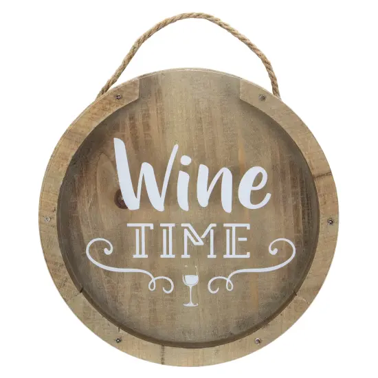 Northlight 12” Round Wine Time Cork Collector Wooden Hanging Wall Decoration Brown {1}