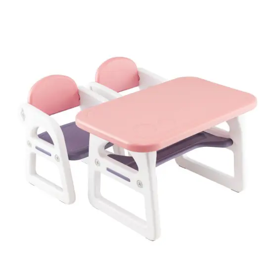 Kids Table and Chair Set with Building Blocks Blue {7}