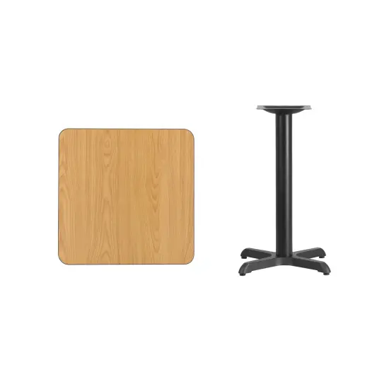 Emma and Oliver 24" Square Laminate Table Top with 22"x22" Table Height Base Natural {3}