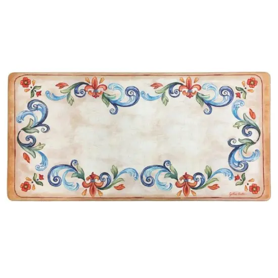 Tuscan Fleur Oversized 20"x39" Anti-Fatigue Embossed Floor Mat Cream {1}