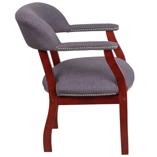 Emma and Oliver Conference Chair with Accent Nail Trim Gray Fabric {5}
