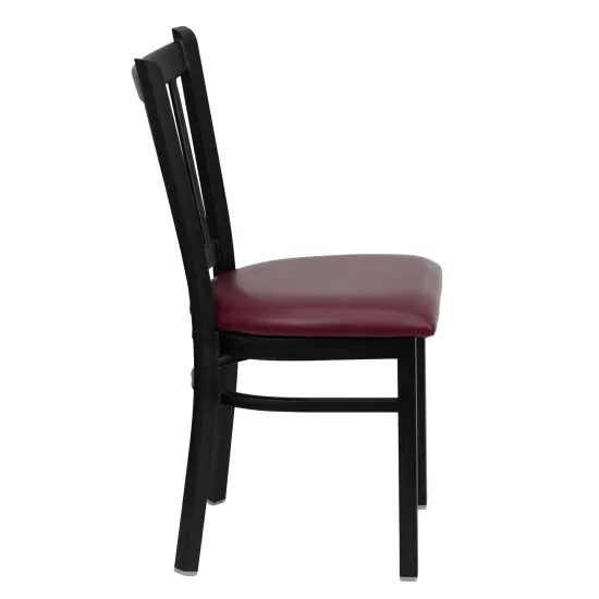 Emma and Oliver Vertical Back Metal Restaurant Dining Chair BurgVYL/BlackMetal {5}