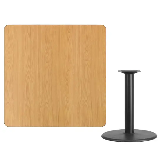 Emma and Oliver 42" Square Laminate Table Top with 24" Round Table Height Base Natural {3}