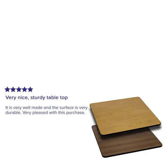 Emma and Oliver 36" Square Table Top with Reversible Laminate Top Natural/Walnut {3}